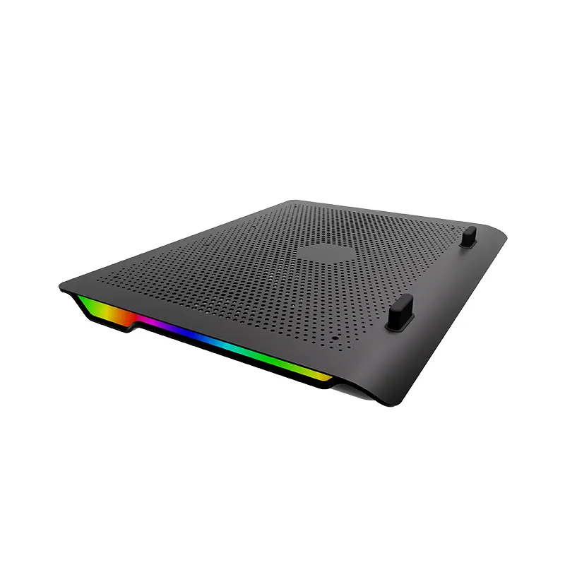 Hitam Plastik Penggemar Besar 11-17 Inci Ukuran Komputer Mengurangi Suhu RGB Warna-warni Lampu Tinggi Laptop Cooling Pads