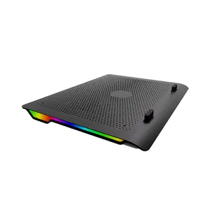 Black plastic big fans 11-17inch size computer reduce TEMP RGB colorful lights 6 height laptop cooling pads