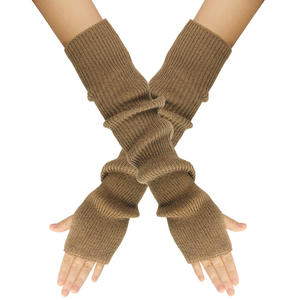 FF3174 femmes tricot chauffe-poignets gants chauds mitaines avec trou pour le pouce hiver manchettes chaussettes longs tricotés gants sans doigts - Product Image 2