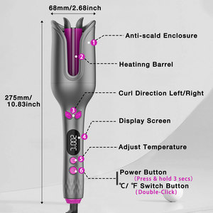 Fer à boucler électrique professionnel en céramique à rotation automatique, portable, à long tube, modèle GENAI ZC890, très populaire pour femmes, usage domestique - Product Image 2
