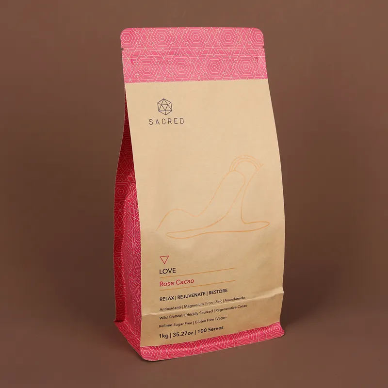 Custom digital printing coffee bean powder packing bag wholesale cheap black white flat bottom zipper bag with easy tear zipper