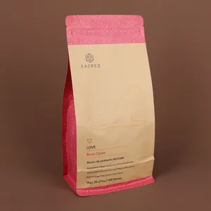 Custom Digital Printing Coffee Bean Powder Packing Bag Wholesale Cheap Black White Flat Bottom Zipper Bag With Easy Tear Zipper