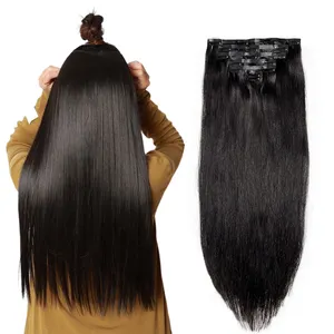 Wholesale Virgin Remy Cuticle Aligned Double Drawn Hair Seamless PU Clip In Natural Human Hair Extensions 120g for Salon