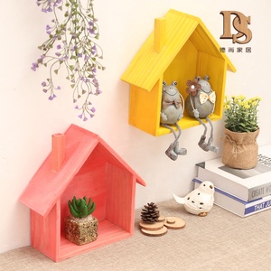 Porte-clés en <span class=keywords><strong>forme</strong></span> de <span class=keywords><strong>maison</strong></span> rétro nautique étagère murale en pin jaune pour le rangement décoration murale technique polie - Product Image 5