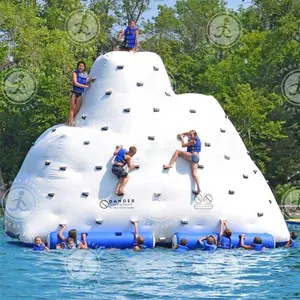 14' Gigantic Inflatable Iceberg for Kids with Climbing Wall and Water Slide for Obscure Water Sports Activities
