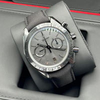 Montre chronographe sport multifonctionnelle pour homme, style tendance, acier inoxydable, cadran calendrier, montre mécanique en tissu Omegat