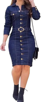 Dernière conception de robe bleue Jupes en jean longueur au genou pour filles pour femmes Jeans côtelés Robes longues à boutonnage multiple pour femmes