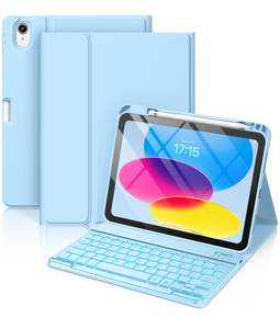 키보드가있는 <span class=keywords><strong>iPad</strong></span>용 Laudtec 11 번째 케이스 7 색 백라이트 무선 분리형 Folio 키보드 커버 (연필 홀더 포함) - Product Image 2