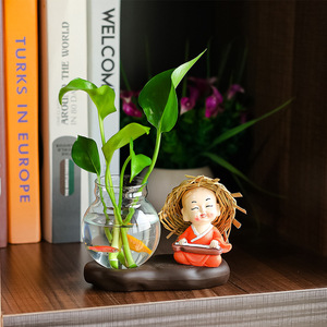 Quatre petits moines en résine, vases hydroponiques, décorations zen asiatiques pour bureau, cadeau artisanal pour table de bureau - Product Image 4