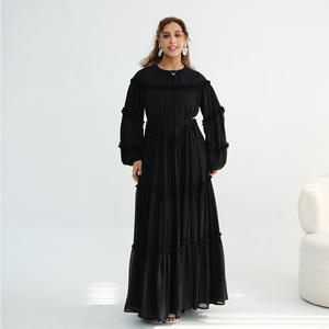 Loriya 2026 Nouvelle Robe Musulmane Vêtements Islamiques Femme Abaya Robes Modestes É<span class=keywords><strong>l</strong></span>égantes en Mousseline de Soie Robe Longue à Volants Superposés pour Femme - Product Image 6