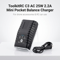 Cargador de Baterías Compacto de Bolsillo ToolkitRC C3 AC 25W 2.2A para LiPo LiHV 2S 3S, Estación de Carga Inteligente de Escritorio
