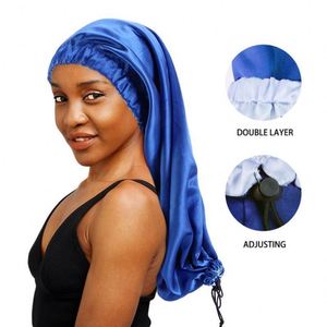 Bonnet en satin double couche ajustable personnalisé avec logo pour femmes aux cheveux longs, tresses et dreadlocks, idéal pour toutes les saisons - Vente en gros - Product Image 1