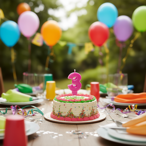 Velas Decorativas para Fiesta, Número 3, Color Fucsia, 4.5 cm, Decoración para Pastel de Cumpleaños - Product Image 3