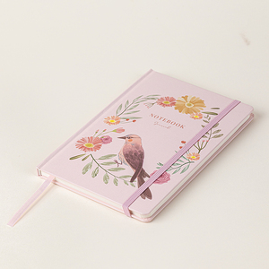 Carnet de peinture personnalisé de luxe avec impression d'oiseau et de fleur, papier recyclé, points doublés A5, carnet de croquis