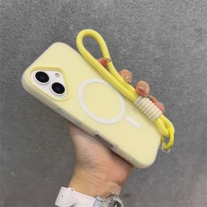 Funda Mate con Correa de Muñeca para iPhone 16 15 Pro Max 14 Plus 11 17 12 13 16e, Cordón de Contraste Tipo Caramelo, Funda Suave con Carga Inalámbrica - Product Image 3