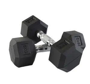 Hoge Kwaliteit Gietijzeren Hex Dumbbell Fabriek Hete Verkoop Rubber-Gecoate Gewichtheffen Oefenuitrusting Voor Spiertraining