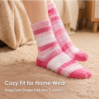 Chaussettes en molleton de corail doux pour femmes, chaussettes d'hiver confortables et moelleuses, chaussettes à motif rose mignon, chaussettes chaudes pour l'intérieur