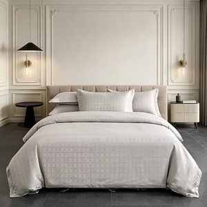 Parure de lit hôtelier en jacquard brossé épaissi version AB, draps de lit respirants pour hôtels et gîtes, housses de couette, ensemble de literie 4 pièces - Product Image 1