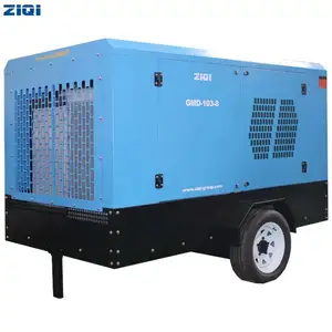 Easy To Maintenance 425CFM Compressor 7BAR 102PSI Portable Screw Air Compressor 2 Wheels Driven For Water Well Drilling
