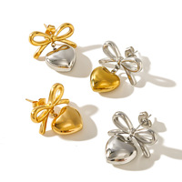 Boucles d'oreilles pendantes en forme de cœur Gaovo, plaquées or 18 carats, en acier inoxydable bicolore, hypoallergéniques, bijoux de luxe pour femmes, cadeau