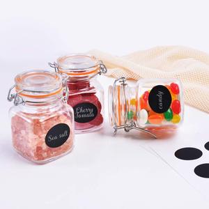 4oz 100ml square kitchen storage clear cookie <strong>spice</strong> <strong>clip</strong> top set <strong>with</strong> <strong>glass</strong> <strong>lid</strong> <strong>jar</strong> food OZ - Product Image 5