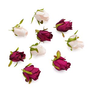 Têtes de roses artificielles en tissu tissé, rose champagne, rouge, pour décoration de mariage, artisanat, bouquet - Product Image 4