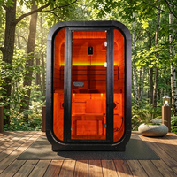 Sauna Luar Ruangan 2 Orang dari Kayu Spruce Solid - Kabin Kaca Panoramic dengan Pintu dari Lantai hingga Langit-langit untuk Relaksasi Spa di Halaman Belakang