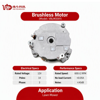 Motor DC Brushless 14 Pole 3 Fasa 12V dengan Encoder Optik Terintegrasi, Motor BLDC 600RPM 40dB untuk Robot Pemotong Rumput
