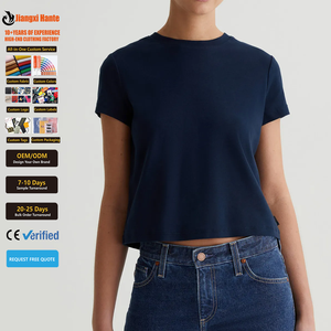 Camiseta <span class=keywords><strong>de</strong></span> Moda para <span class=keywords><strong>Mujer</strong></span> con Logotipo Personalizado, 100% Algodón, Manga Corta, Cuello Redondo, Camiseta Básica Cómoda para <span class=keywords><strong>Mujer</strong></span> - Product Image 1