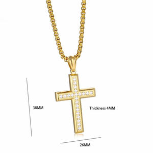 Vintage religieux plaqué or croix Moissanite acier inoxydable pendentifs beaux bijoux de mode colliers chrétiens pour les femmes 2024 - Product Image 2