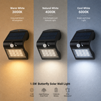 Lampe solaire tout-en-un pour jardin, murale, avec capteur PIR LED, panneau solaire, double éclairage 1,5W 220lm, pour décorer votre maison et votre jardin