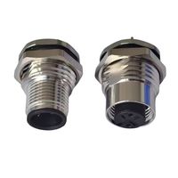 Connecteur circulaire HYF M12 à 6 broches, code A, montage sur panneau, étanche IP67, plaqué or, connecteur aéronautique pour système d'alimentation solaire PLC