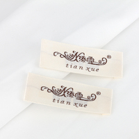 Tissu satiné damassé haute densité pour vêtements, étiquette tissée personnalisée avec logo, en polyester, pour col, haute qualité, couture