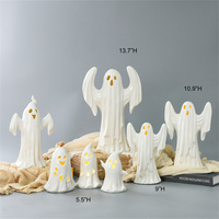 Lampes fantômes en céramique fabriquées à la main décorations d'Halloween Figurines en céramique avec lumières LED décor fantôme pour Halloween