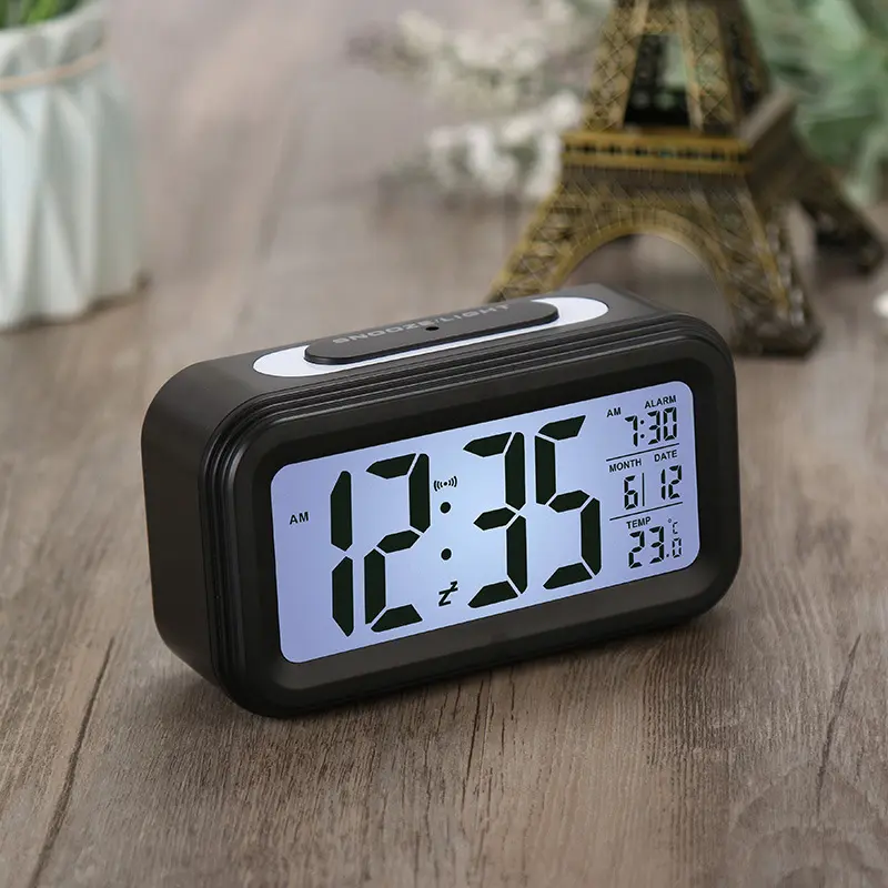 Smart LCD Digital Alarm clock with LED Backlight Sensor Touch LED Clock with Time Temperature Date