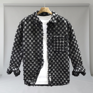Nueva Camisa de Mezclilla para Hombre, Estilo Casual, Manga Larga, Algodón y Poliéster, Diseño con Parches, Estilo Urbano, con Bolsillos, para Primavera/Otoño - Product Image 3