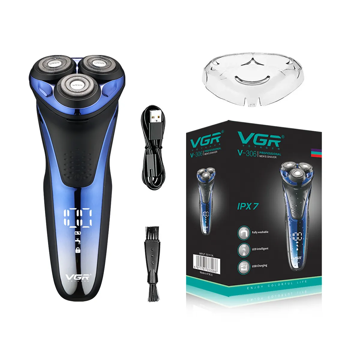 VGR V-306 Best Selling Rechargeable 3D 3 Blades Rotary Professional Electric Shaver Razor For Men