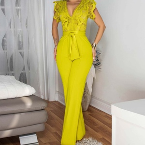 Combinaison courte à col boutonné et manches courtes pour femme, style patchwork unique - Product Image 6