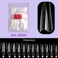 Vente en gros de 600 pièces/sac, pointes d'ongles artificielles longues et pointues de style français, transparentes naturelles, en ABS acrylique, faux ongles, fournitures d'extension d'ongles