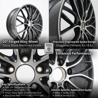 Jantes en alliage forgé de 20 pouces, style 405M, noir brillant, 5 branches, pour BMW Série 3 et 4 F30 F32 8J 8.5J 36116796264 36116796265