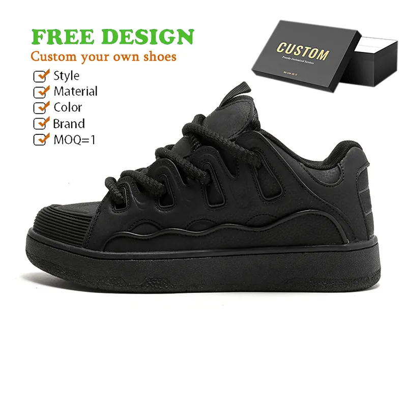 2024 moda negro Skateboard zapatos planos deportes zapatillas mujeres hombres Casual baloncesto estilo personalizado Zapatillas Zapatos con logotipo