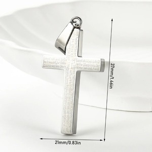 Pendentif Croix Classique en Acier Inoxydable avec Lettres pour Hommes et Femmes, Collier Ras du Cou Simple, Breloques, Apprêts de Bijoux DIY, Cadeaux - Product Image 2
