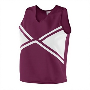 Conjunto de Uniforme de Porristas al por Mayor, Color Granate y Blanco, para Mujeres Adultas, Kit de Equipo de Baile, Logotipo Impreso, Personalización Frontal con Pedrería para Niños, Proveedor - Product Image 3
