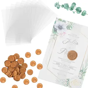 Op Maat Bedrukte Voorgevouwen Doorschijnende Vellum Papieren Jassen Wraps 5X7 Bruiloft Uitnodiging Babyshower Uitnodigingskaarten