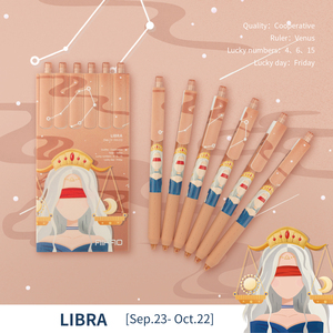 Aihao Chòm Sao Mới Lạ LIBRA Sign Kawii Bút, Mực Đen, 6 Gói, Bút Mực Gel 0.5Mm Cho Đồ Dùng Học Tập Văn Phòng - Product Image 3