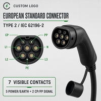 Chargeur EV portable intelligent Type 2 7kW 32A réglable, mode CE 2 IEC 61851, prise CEE, écran LED, minuterie, 5m, station murale domestique UE