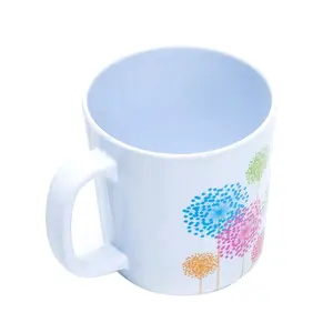 Caneca de café melamina impressão de flores com alça