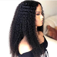 Perruque bouclée crépue 13x4 HD Lace Front, cheveux humains vierges péruviens 10A, noir naturel, pré-épilée avec baby hair