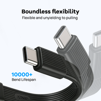 Cable de Datos USB Tipo C a Tipo C de 240W, Cable Corto FPC, Transferencia de Datos 80G 8K, Carga Rápida de 5A, Material TPE para Laptop/Teléfono