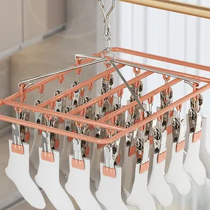 High Quality Underwear Drying Hanger Anti Rust Cloths Drying Hanger In Balcony Clips Storage Hook Hangers For Cloths Socks Hats